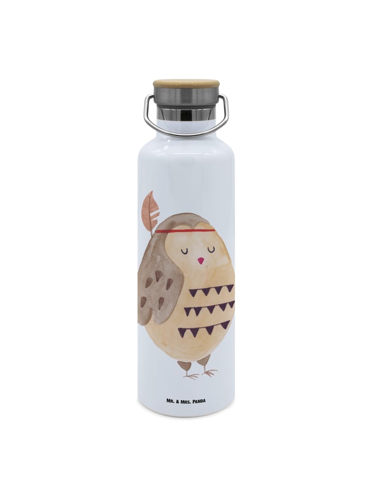 

Mr. & Mrs. Panda Бутылка для напитков в форме совы с украшением из перьев, без надписи, белого цвета