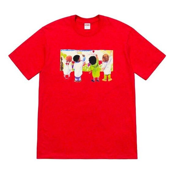 

Футболка ss19 kids tee red kids graffiti round neck short sleeve Supreme, красный