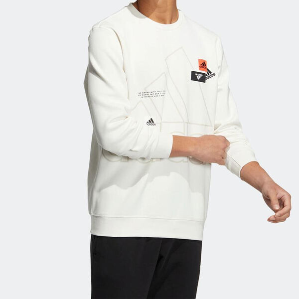 Толстовка Men's adidas Mh Bp3 Crew Logo Athleisure Casual Sports Round Neck Autumn White, белый — фото 4
