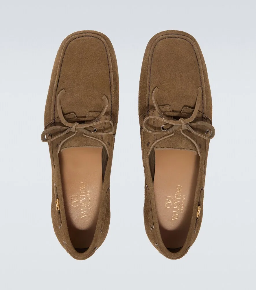 Замшевые лодочные туфли Palm Avenue VLogo Valentino Garavani, коричневый — фото 4