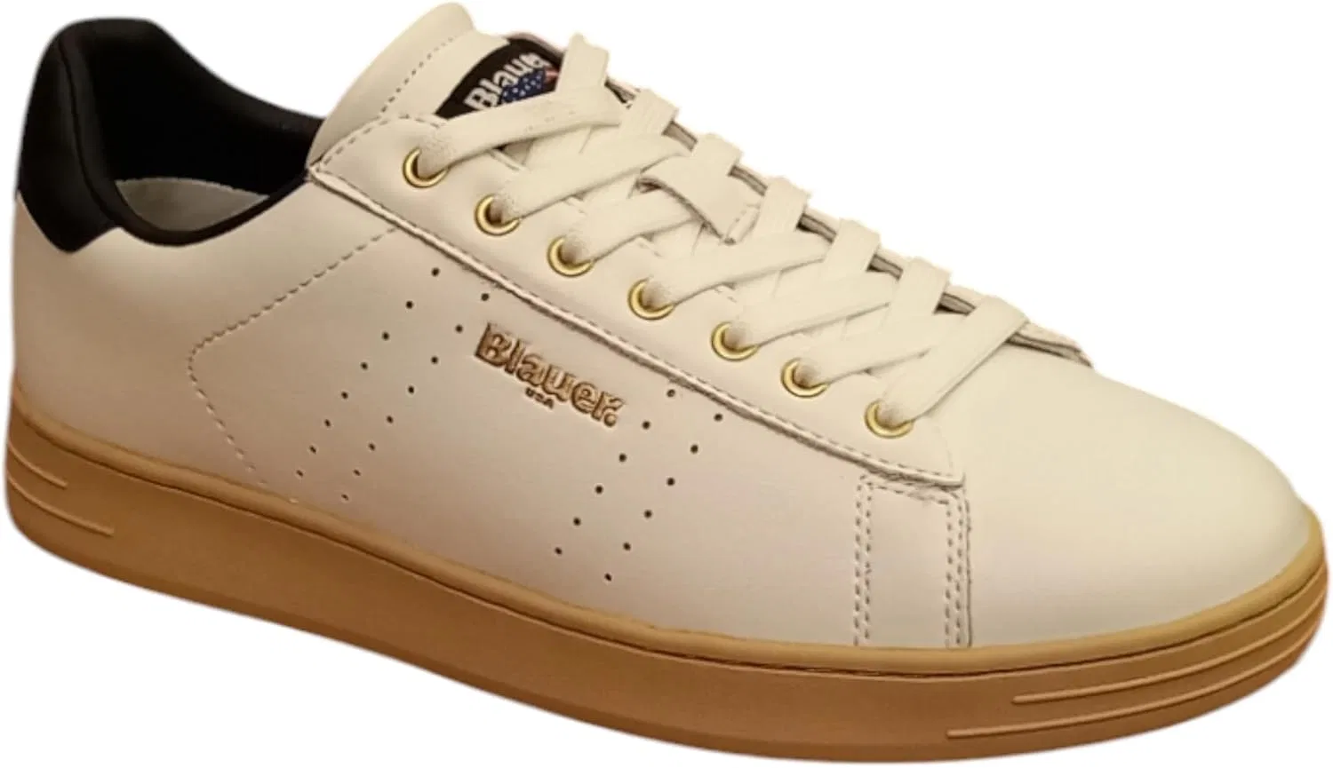 Blauer, F4GRANT01 Низкие кожаные модные мужские кроссовки, White Black