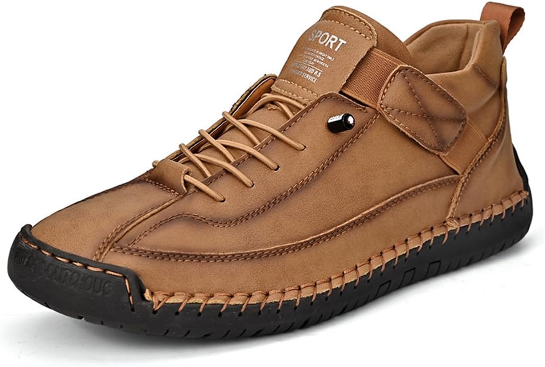 

Мужские кожаные высокие кроссовки ручной работы, удобные ботинки до щиколотки Swzec, коричневый