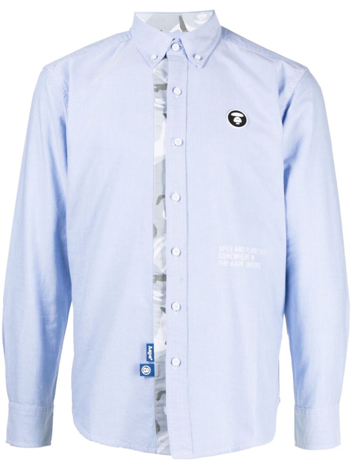 

A Bathing Ape рубашка с нашивкой-логотипом, синий
