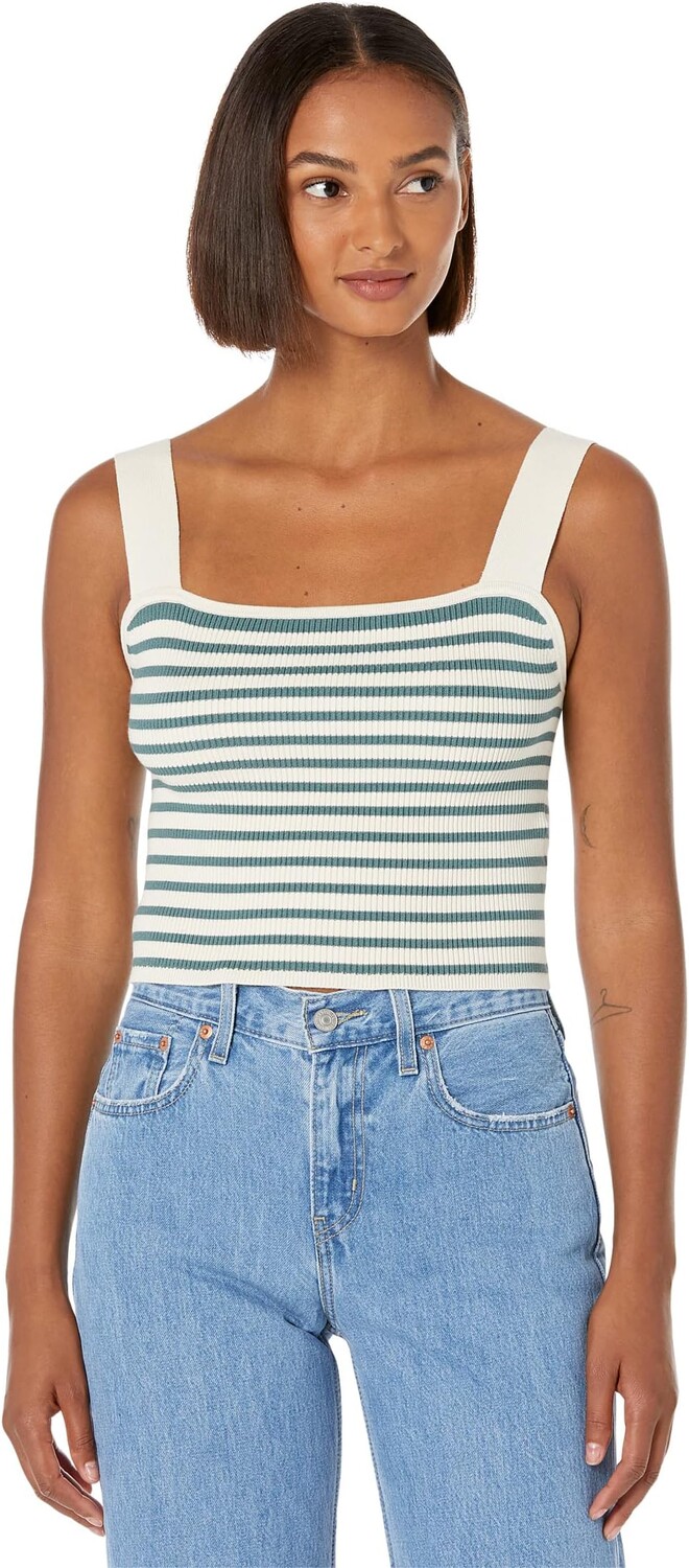 

Свитер Madewell Dearing Square-Neck Crop Sweater Tank in Stripe, цвет Antique Cream