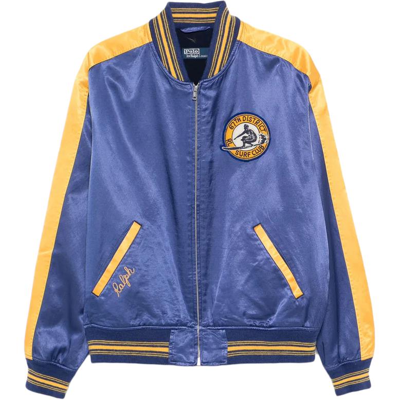 

Бомбер Letterman с логотипом на заплатке Polo Ralph Lauren, синий