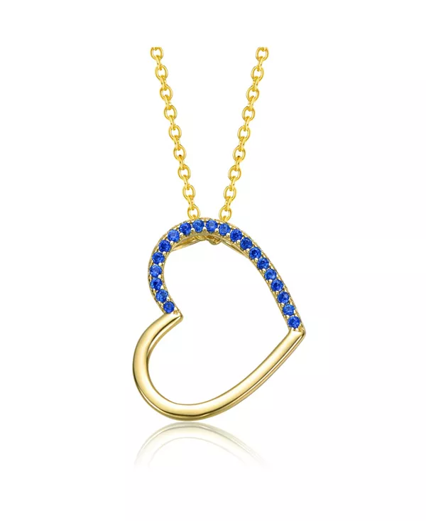 

Детское ожерелье с подвеской в форме сердца, покрытое 14-каратным золотом и синим кубическим цирконием Gigigirl, blue