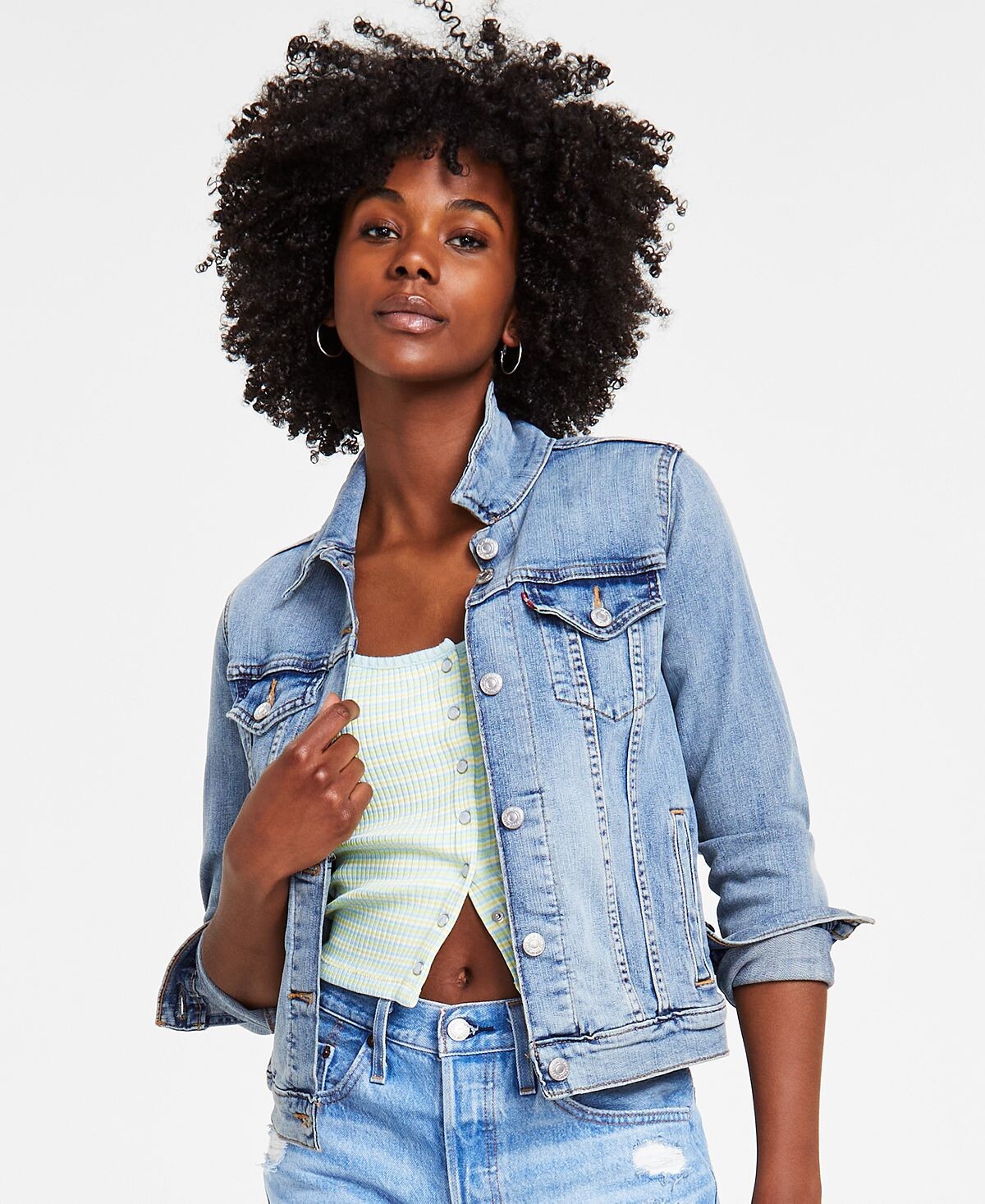 

Женская оригинальная хлопковая джинсовая куртка дальнобойщика Levi's