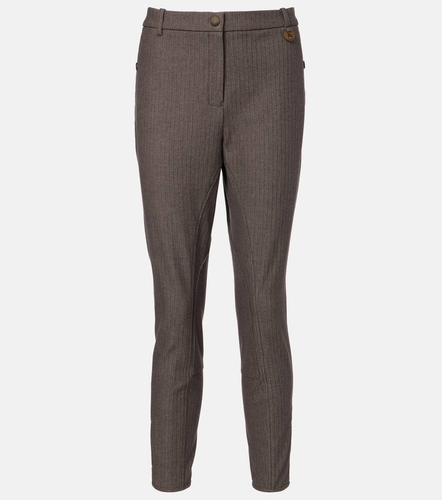 

Полосатые облегающие брюки из хлопковой смеси Burberry, Wlnut Brwn/Taupe Bge