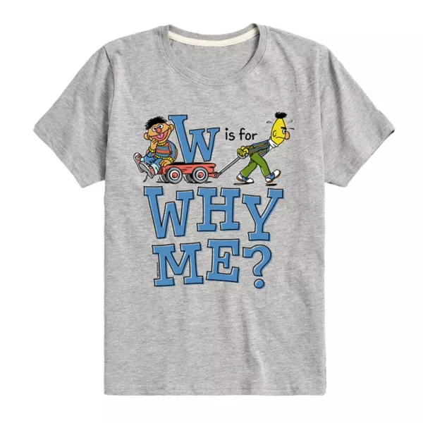 

Футболка с надписью "W is for why me" для мальчиков 8-20 лет Licensed Character, серый