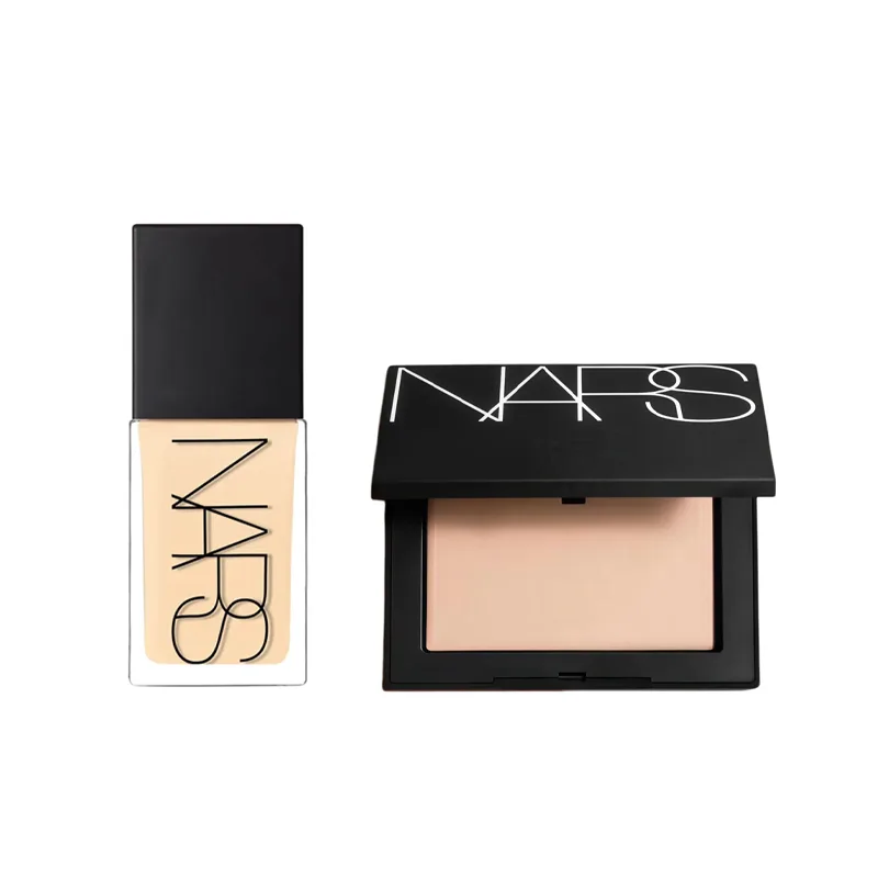 NARS Набор топовой тональной основы из двух предметов: легко растушевывается, стойкая, маскирующая, фиксирующая, 10 г + 30 мл, подарок на день рождения, Two-Piece Set: Liquid Foundation L3 30ml+Skin Bright White Compact 10g