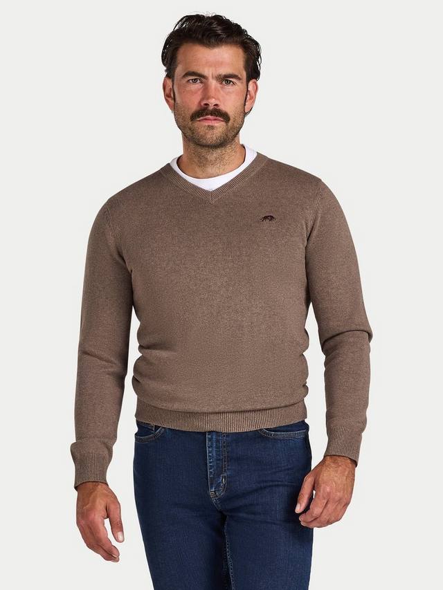 

Классический вязаный топ с круглым вырезом из хлопка и кашемира Raging Bull, Toast