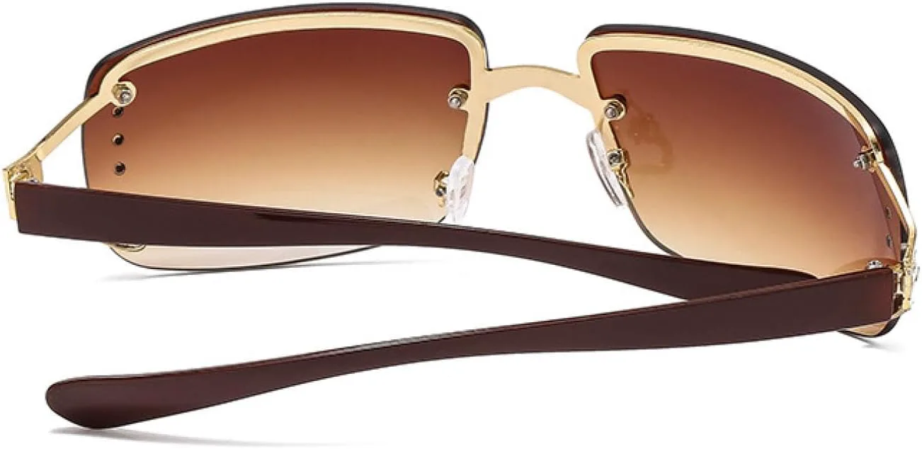 

Женские солнцезащитные очки без оправы с декоративными бриллиантами, роскошные очки для активного отдыха, защита от УФ-излучения UV400 TKKTLLT, Black Gray Blue