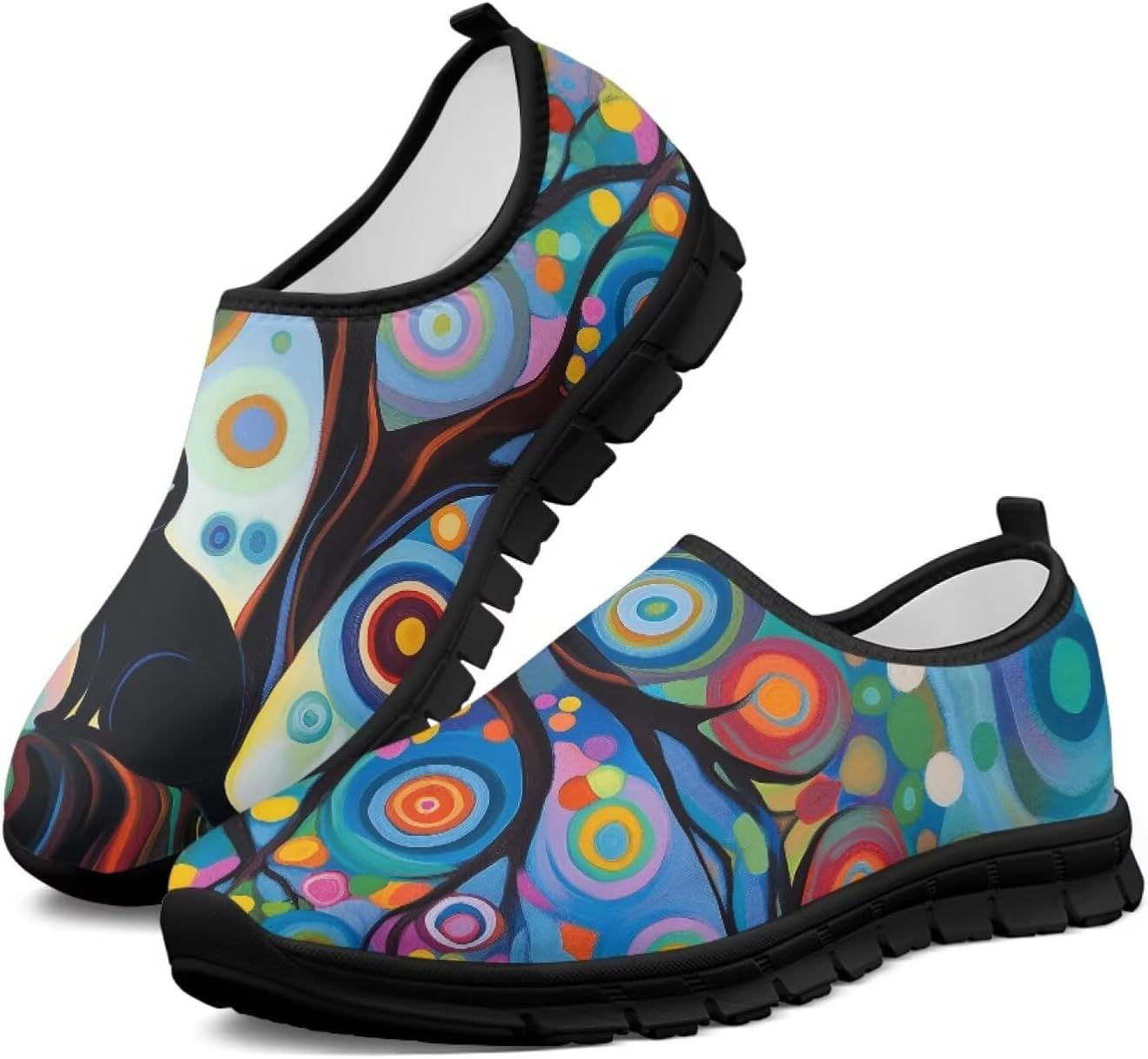 

Мужские слипоны Twousenru, удобные повседневные лоферы, широкие, с нескользящей подошвой, обувь для работы, домашние тапочки, легкие кроссовки для улицы, Art Cartoon Cat