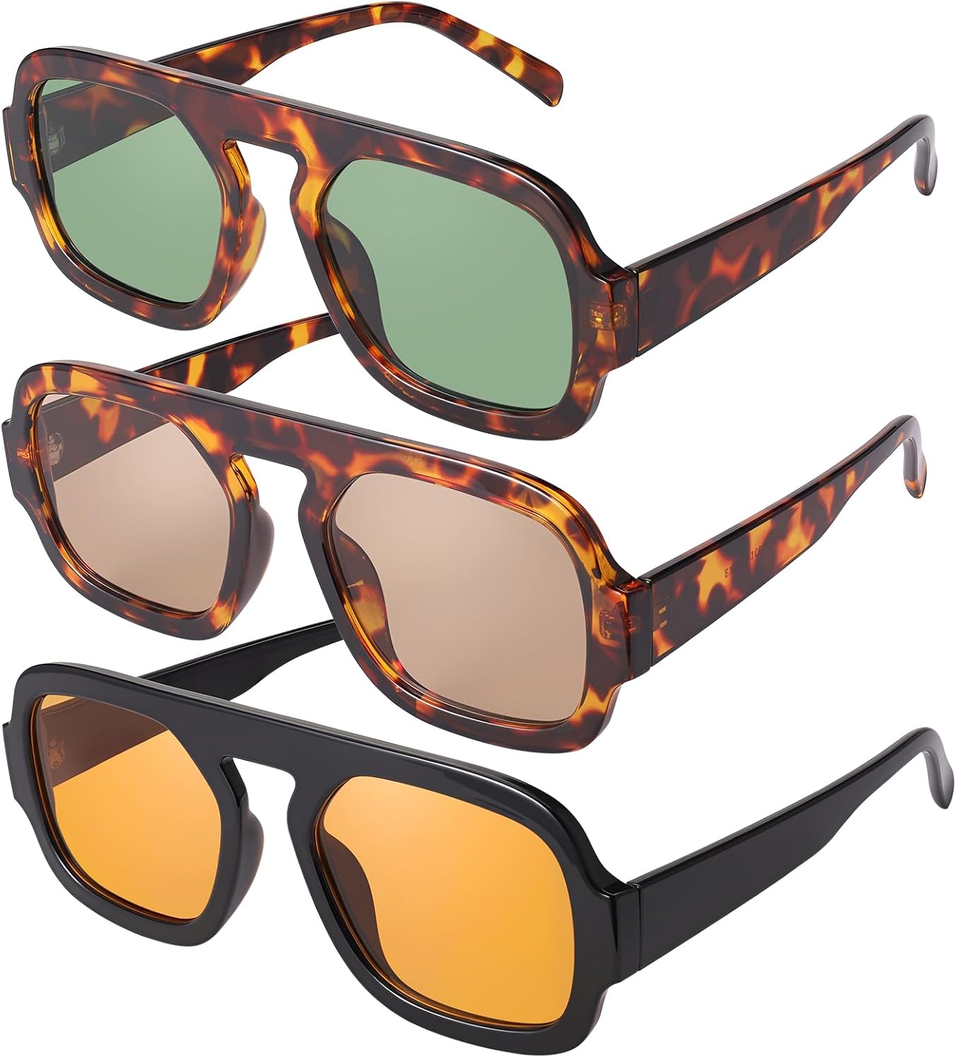 

Комплект из 3 больших солнцезащитных очков JATEBI для женщин и мужчин, крупная оправа, защита UV400, модные квадратные очки, стильные ретро-очки для повседневной носки и путешествий, Black