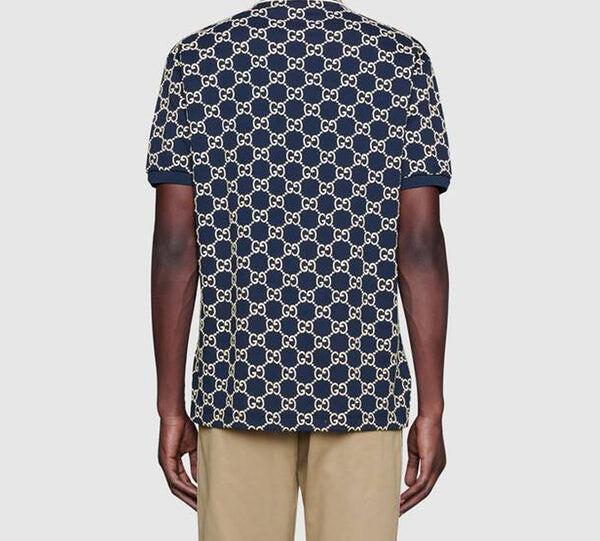 Футболка full print design short sleeve polo shirt blue Gucci, синий — фото 4