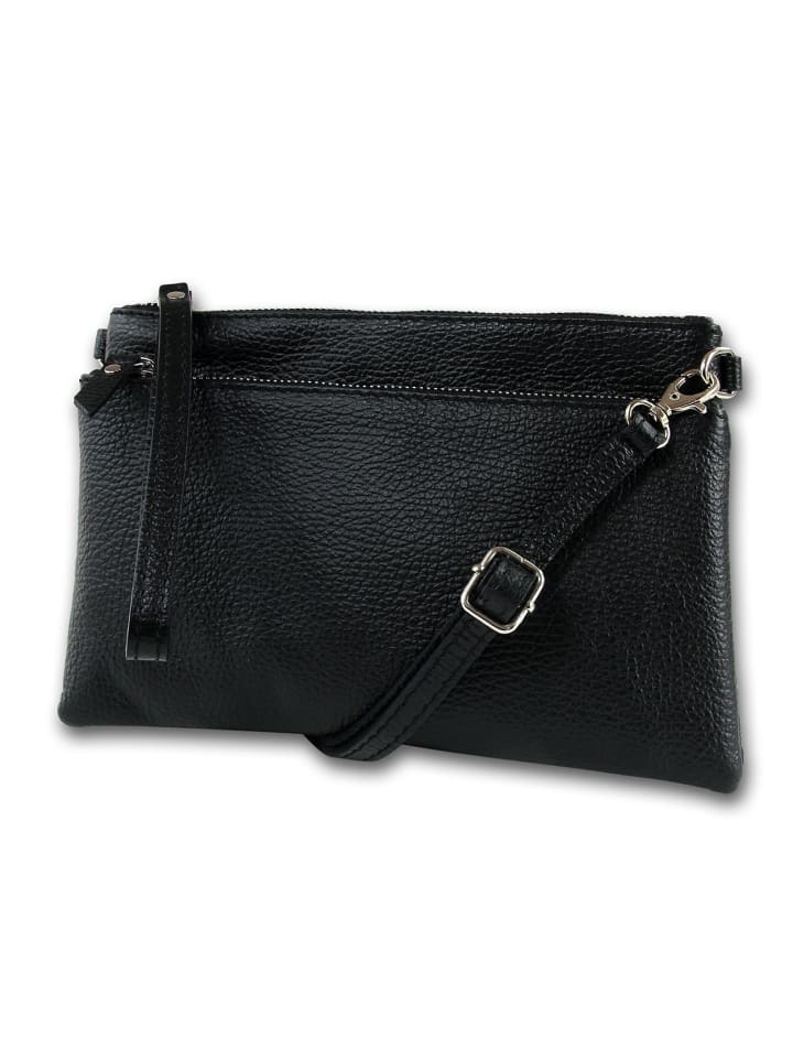 

Кожаная сумка через плечо, на запястье, сумка Toscanto, черная, около 23 см Toscanto