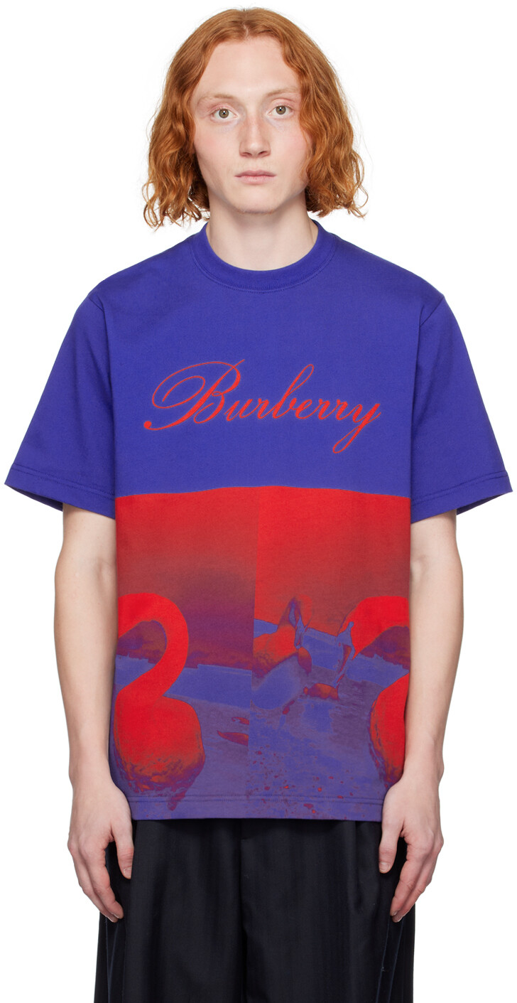 

Burberry Синяя и красная футболка с лебедем, Красный, Burberry Синяя и красная футболка с лебедем