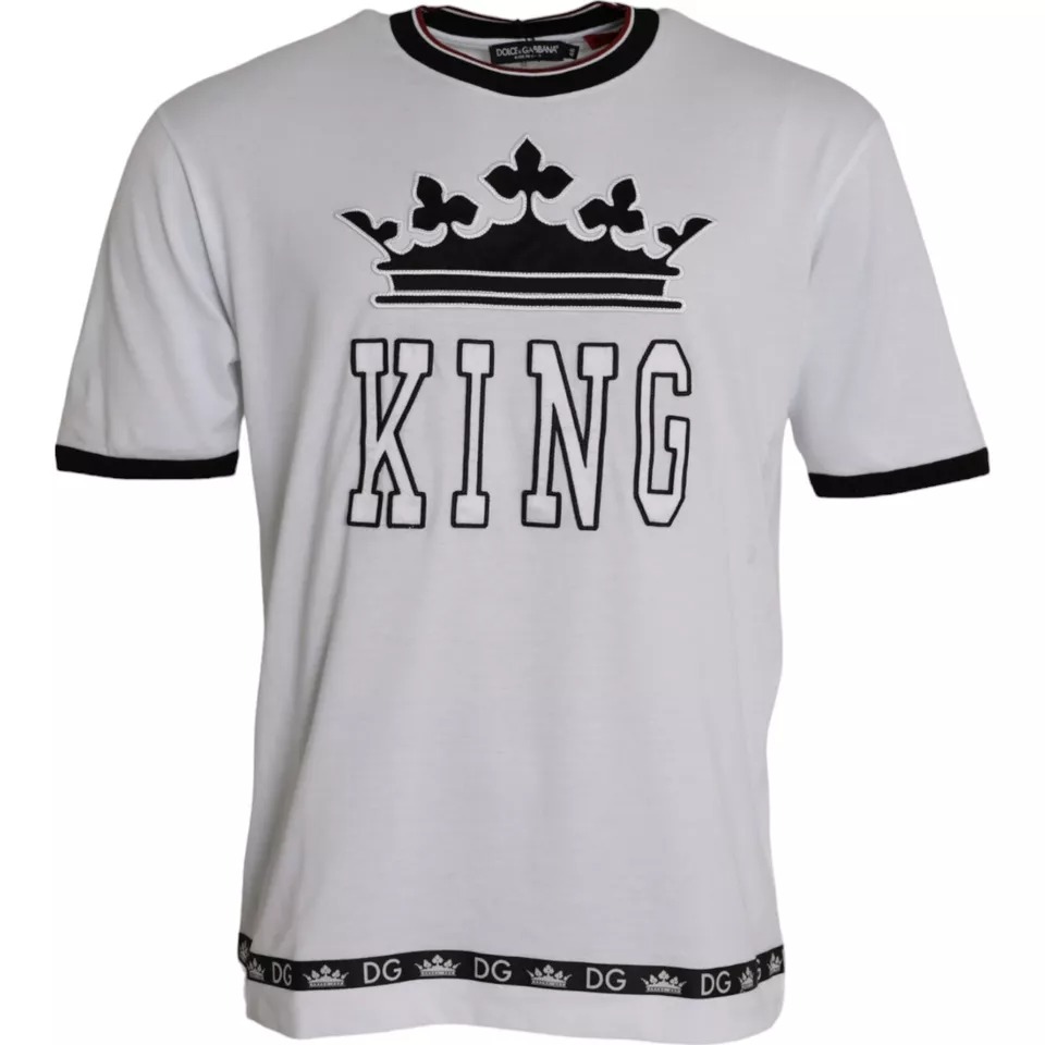 

Белая футболка Crown King Cotton Crew Neck для мужчин Dolce & Gabbana