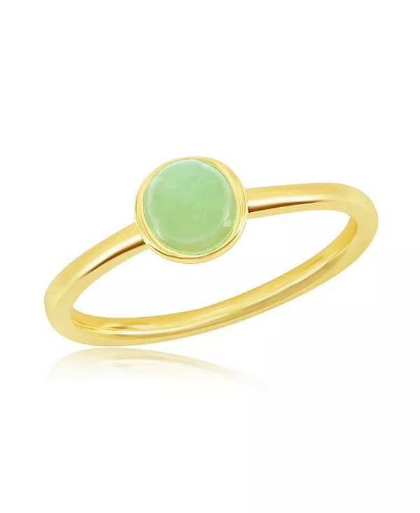 

Кольцо из стерлингового серебра с круглым нефритом 5 мм, позолоченное Caribbean Treasures, green