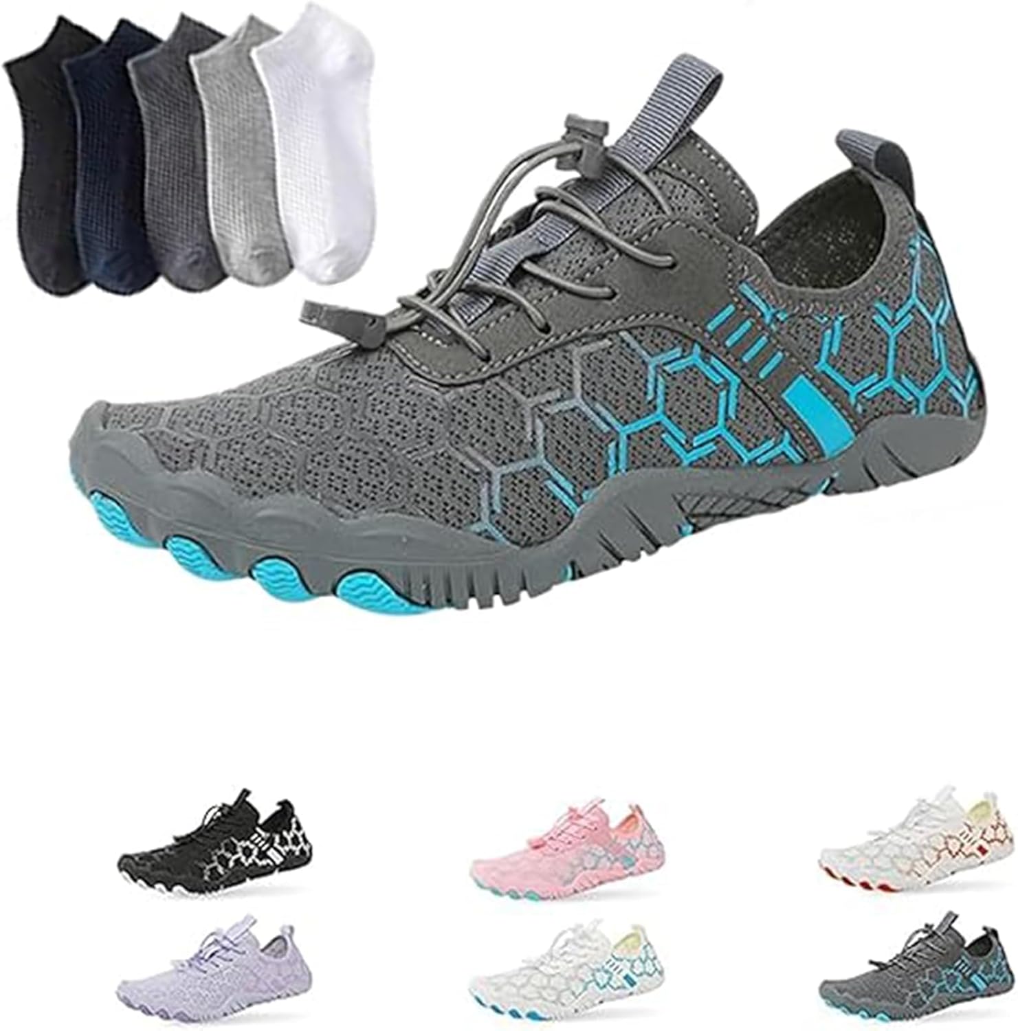 

Кроссовки с широкой носочной частью, дышащие, не скользящие, быстросохнущие, для воды, активного отдыха на улице, плавания, бассейна, пляжа, серфинга, прогулок, йоги на воде, реки, унисекс Giltpeak, серый