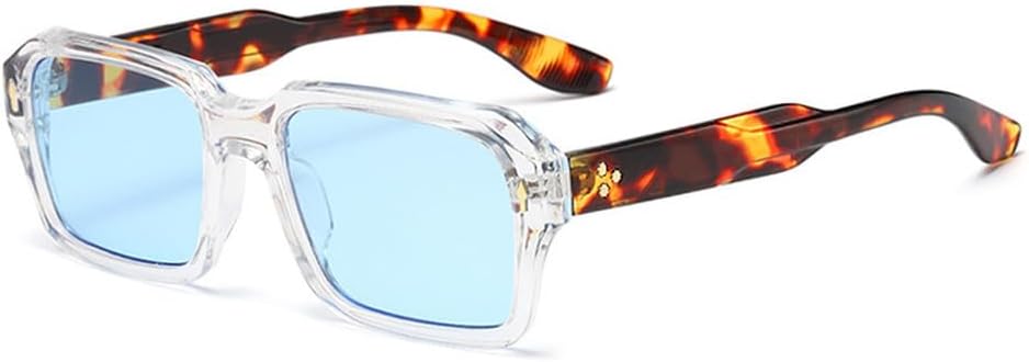 

Винтажные квадратные женские солнцезащитные очки, модные двухцветные мужские солнцезащитные очки в стиле панк с заклепками и градиентом, солнцезащитные очки UV400 WNCKSQ, Transparent Blue