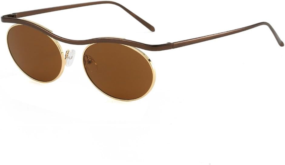 

Солнцезащитные очки UV400 с защитой от УФ-излучения - овальные, в стиле металлик-панк, с градиентным переходом цвета, подходят для женщин и мужчин, для бега и занятий спортом на открытом воздухе UYPTK, Bronze Golden Tea