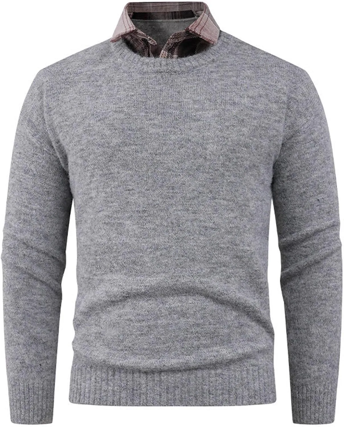 

Xiaojake мужской свитер с круглым вырезом, мягкий, повседневный, облегающий, легкий, с длинными рукавами, шерстяной Xiaojmake