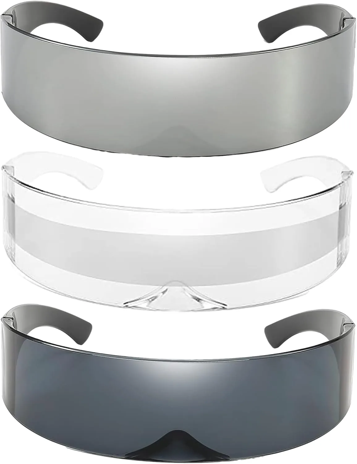 

Футуристические солнцезащитные очки Dollger в стиле Y2K, космический циклоп, обтекаемая форма, без оправы, полупрозрачные зеркальные линзы, A16:silver+black+clear