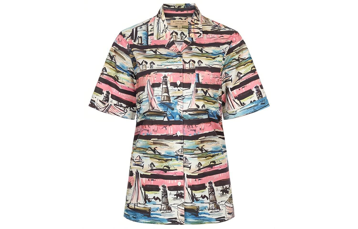 

Рубашка женская Burberry с рисунком, розовый / черный / серый