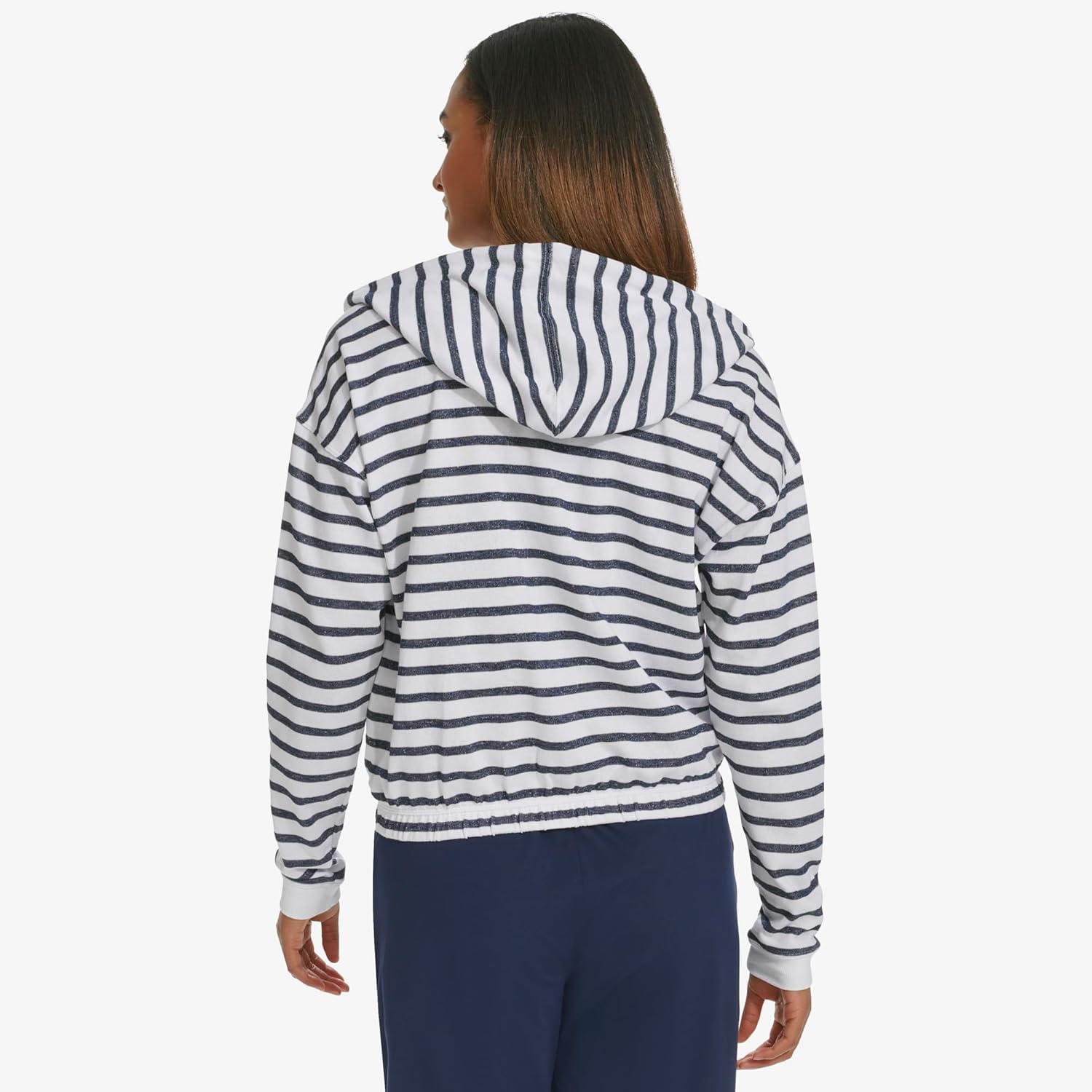 Женская толстовка Tommy Hilfiger с капюшоном и эластичной талией на молнии, Navy Heather — фото 4