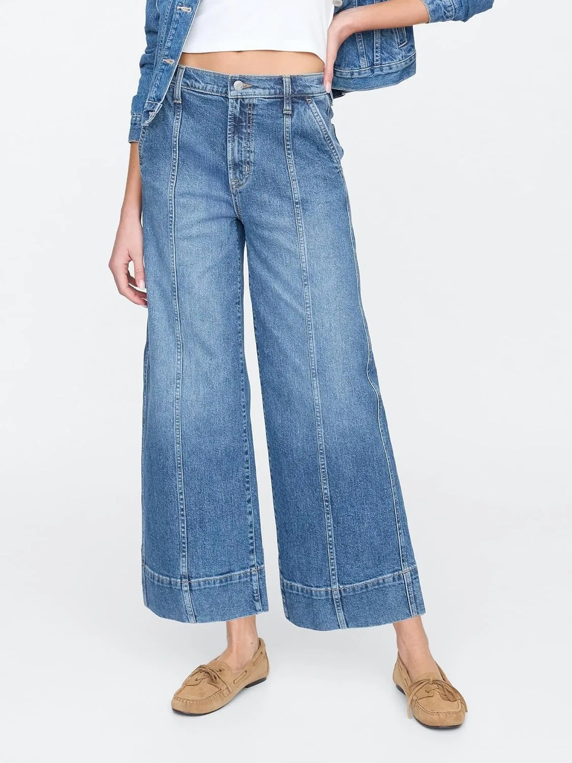 Джинсы Wide Leg GAP, темная стирка — фото 3