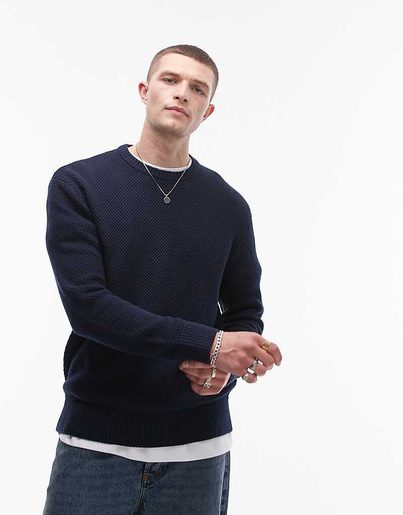 

Selected Homme – темно-синий свитер с круглым вырезом