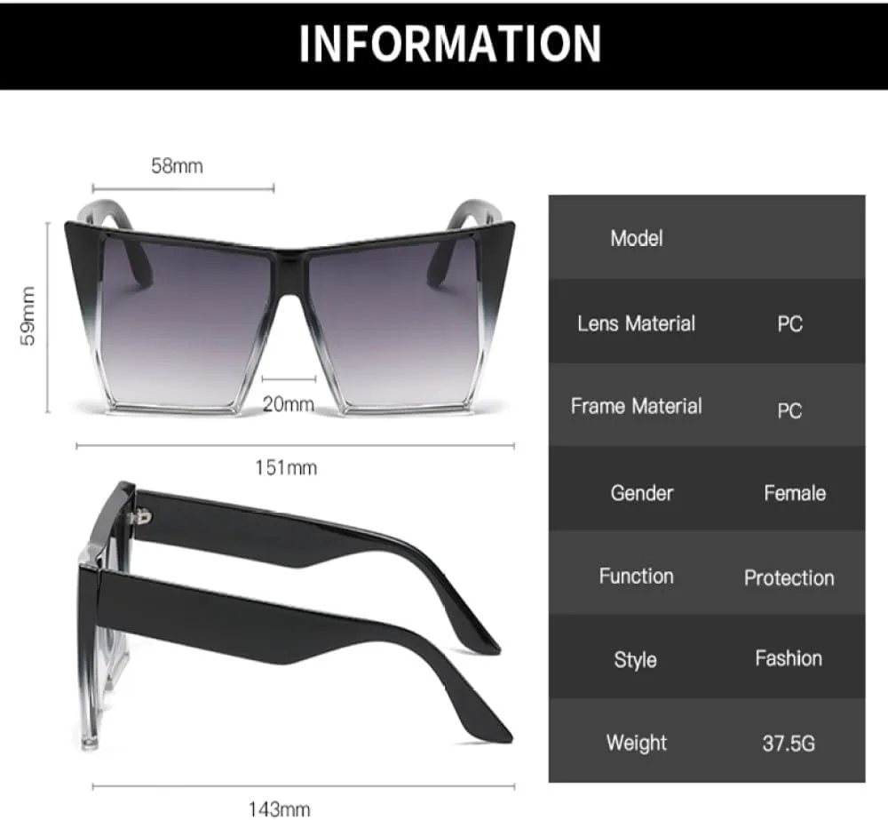 

Крупные квадратные солнцезащитные очки для женщин, модные солнцезащитные очки с градиентными линзами и защитой от УФ-излучения UV400 MTZJH, Leopard Brown