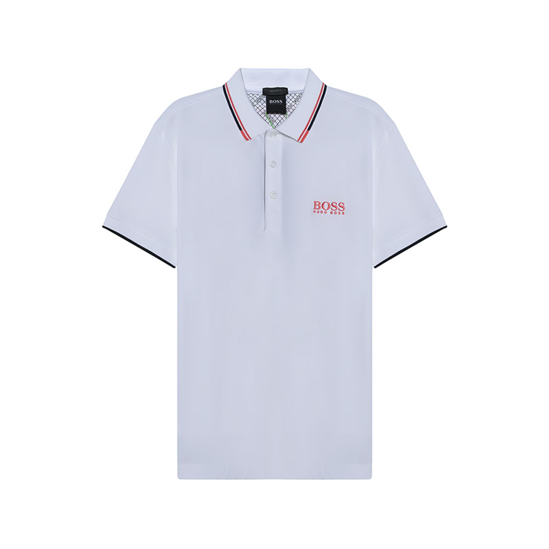

HUGO BOSS Мужская белая рубашка-поло с короткими рукавами