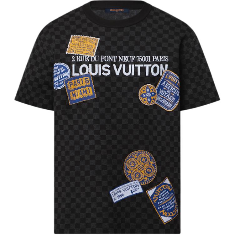 Damier Short Sleeved Signature Crewneck LOUIS VUITTON, черный — фото 3