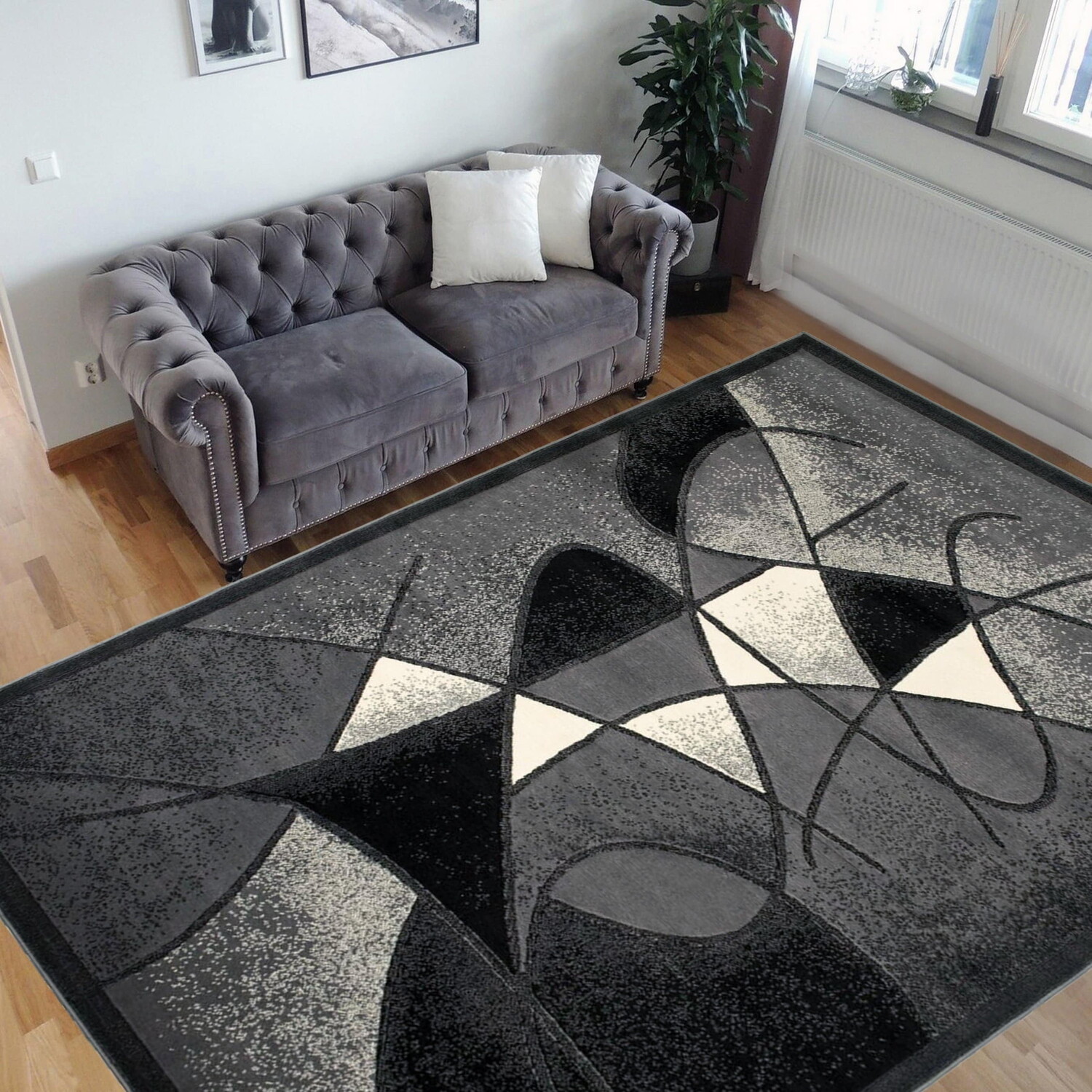 

Коврик с круглыми завитками Handcraft Rugs, серый / черный
