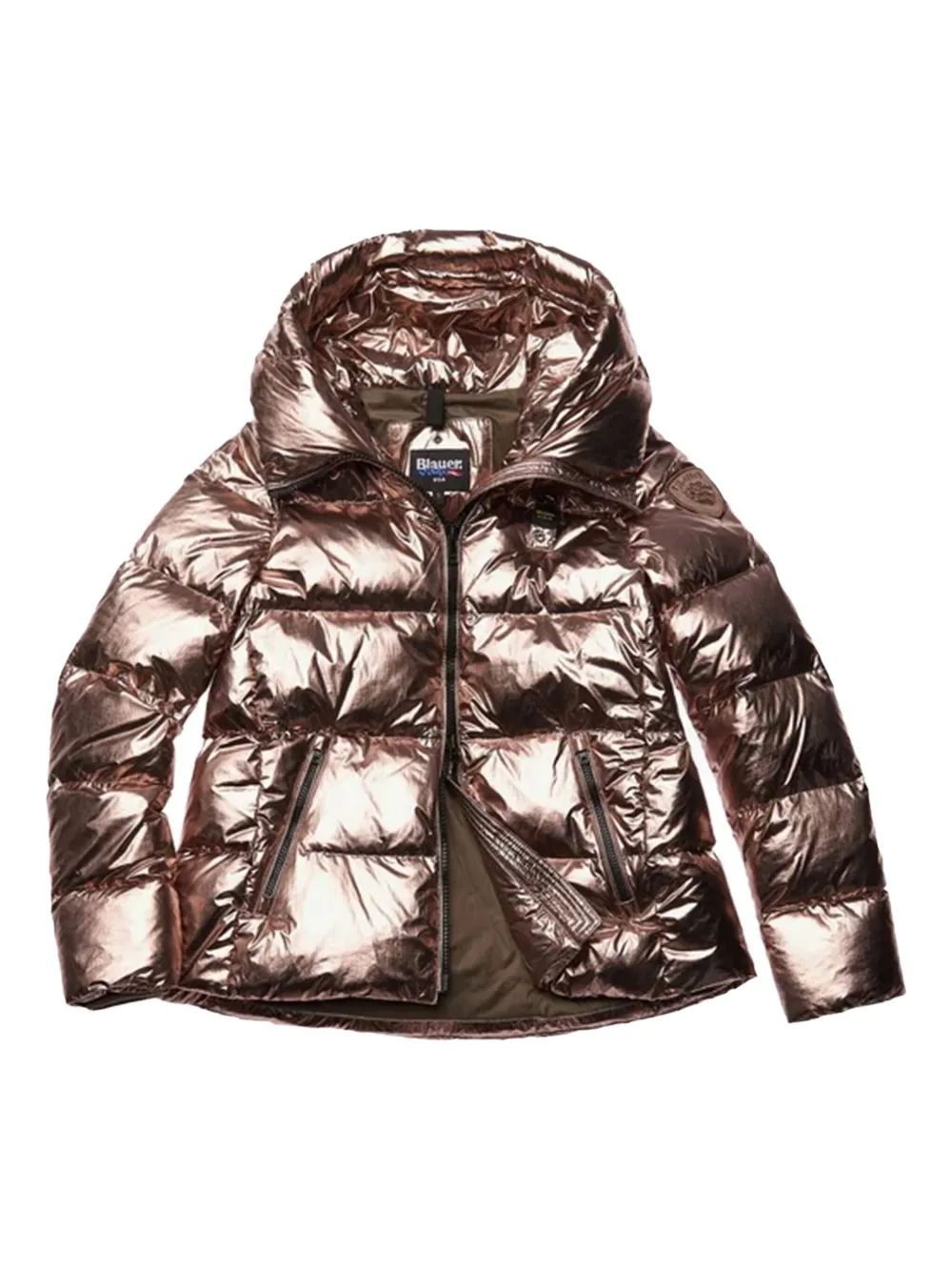 

Пуховик с эффектом металлик Blauer, розовый