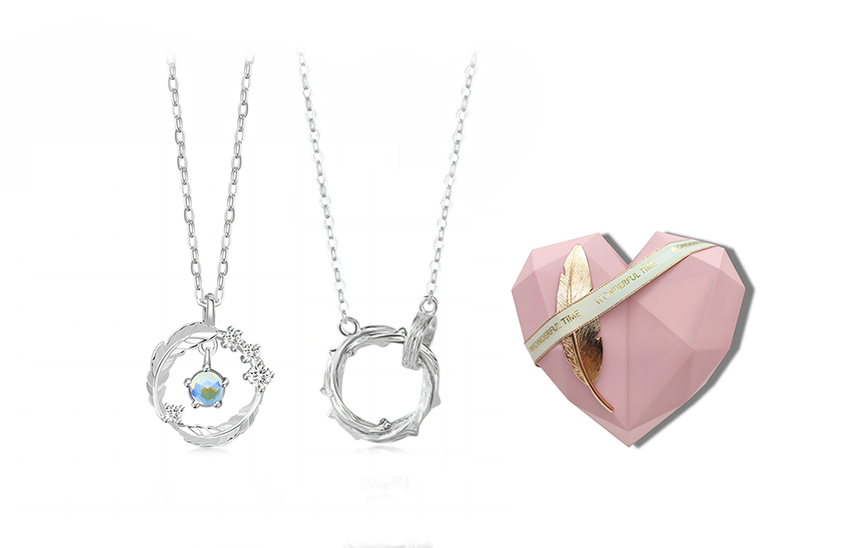 

Унисекс ожерелье GIFU, Feather You Companion Feather Couple Necklace + [Encounter Gift Box]