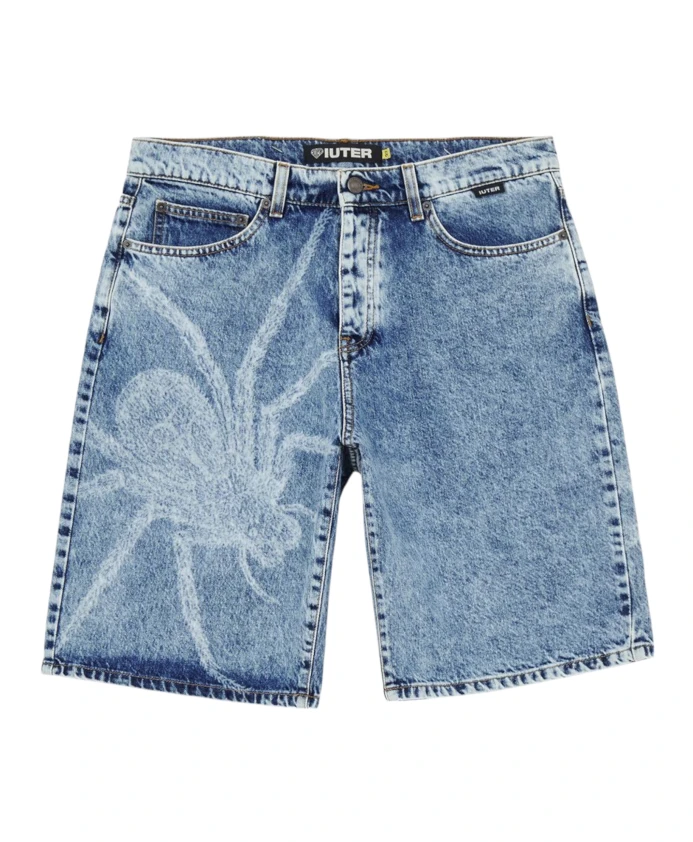 

Синие свободные джинсовые шорты, классический дизайн с пятью карманами. Iuter, синий