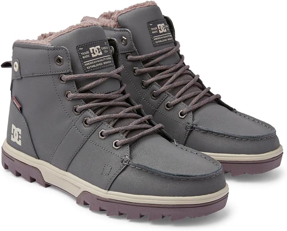 Мужские ботинки DC Shoes Woodland для холодной погоды, повседневные высокие, стиль снегоходные, серый — фото 4
