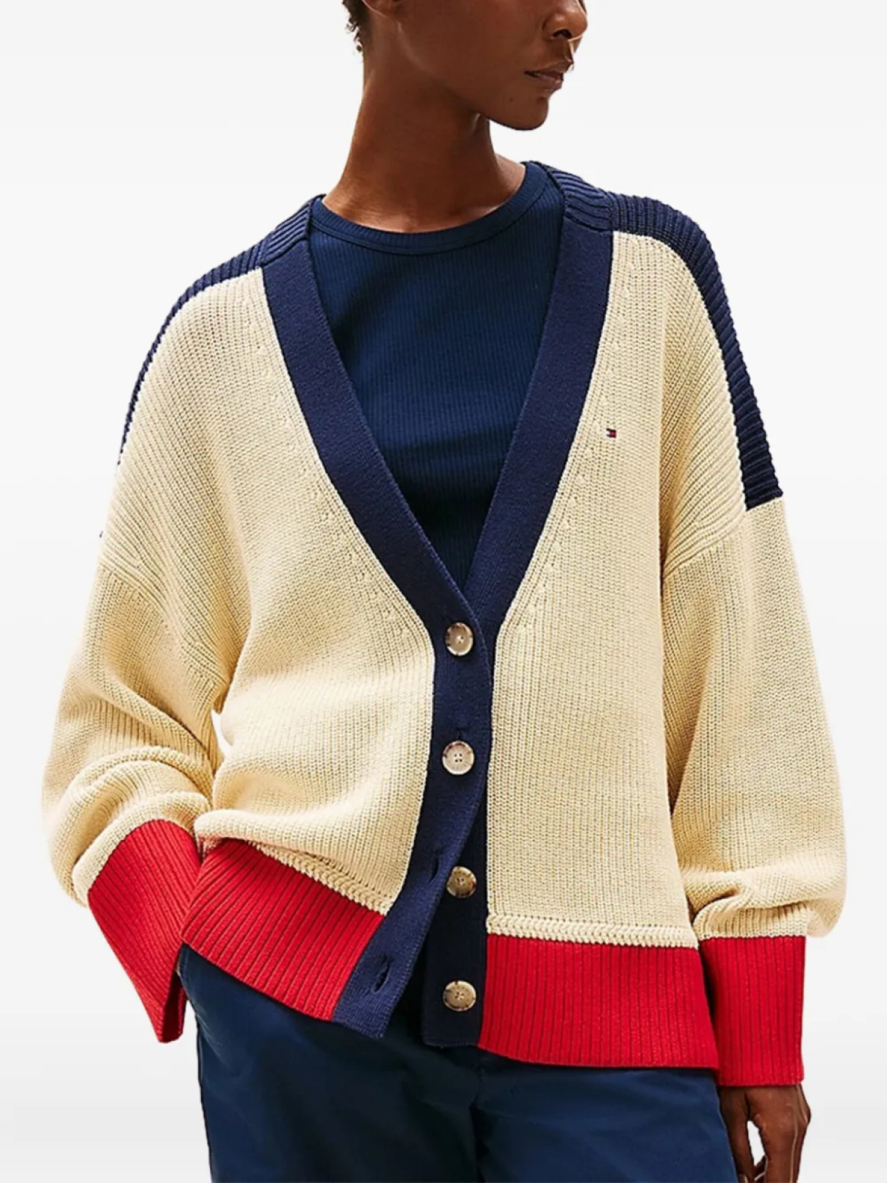 

Tommy Hilfiger кардиган в стиле колор-блок, нейтральный