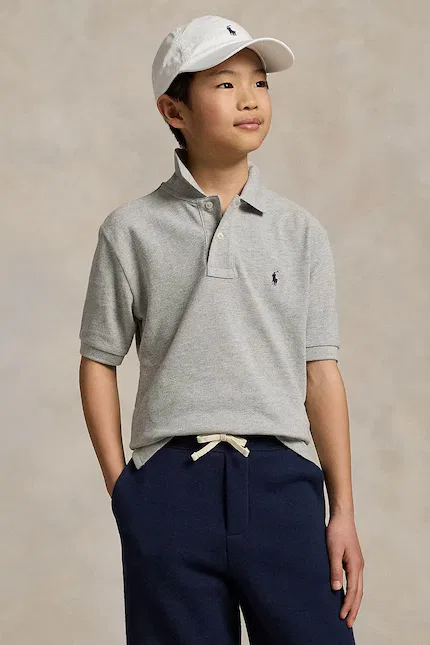Поло детское хлопковое Polo Ralph Lauren, серый
