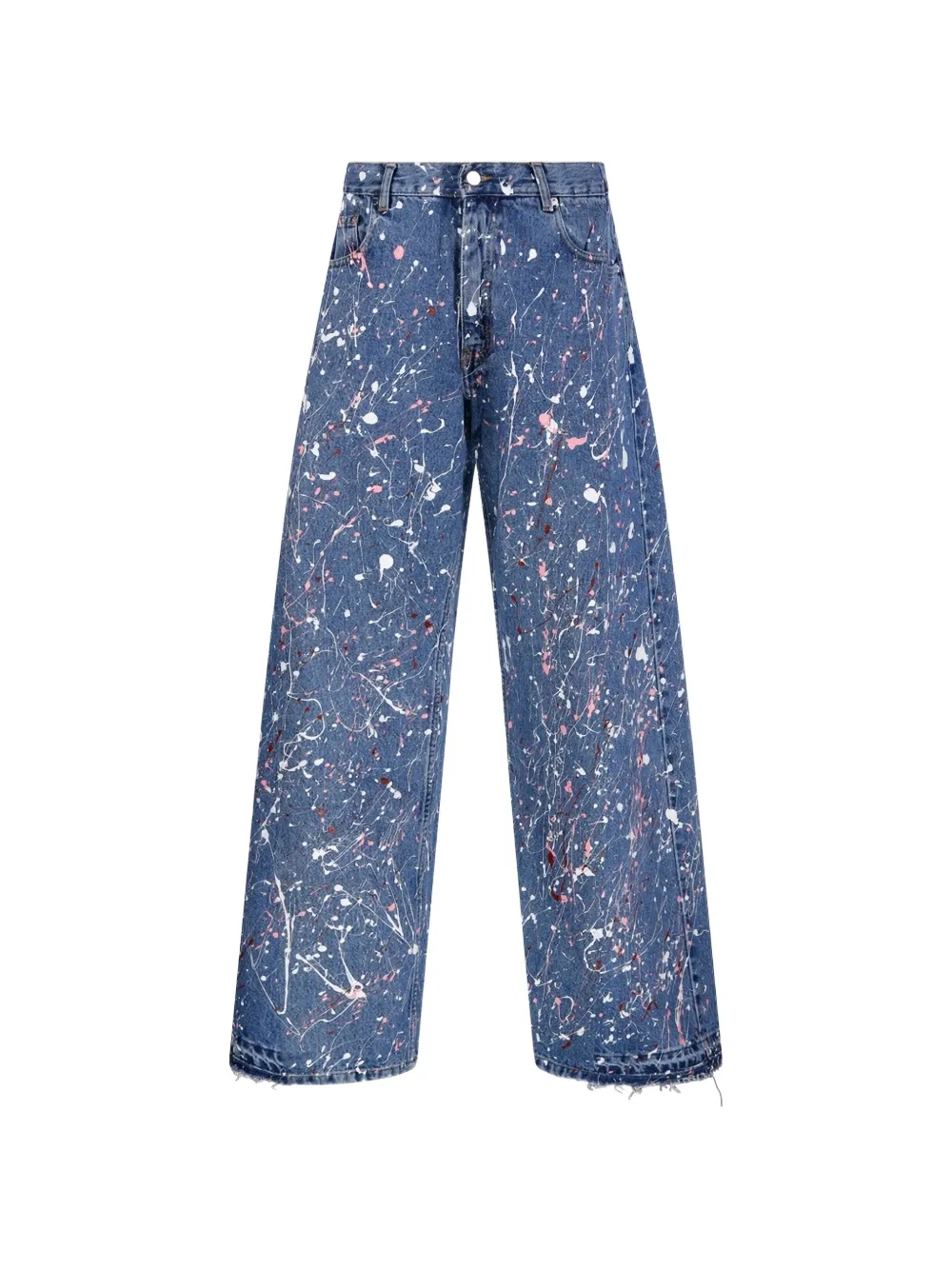 

Джинсы с эффектом брызг краски и необработанным краем E.L.V Denim, синий