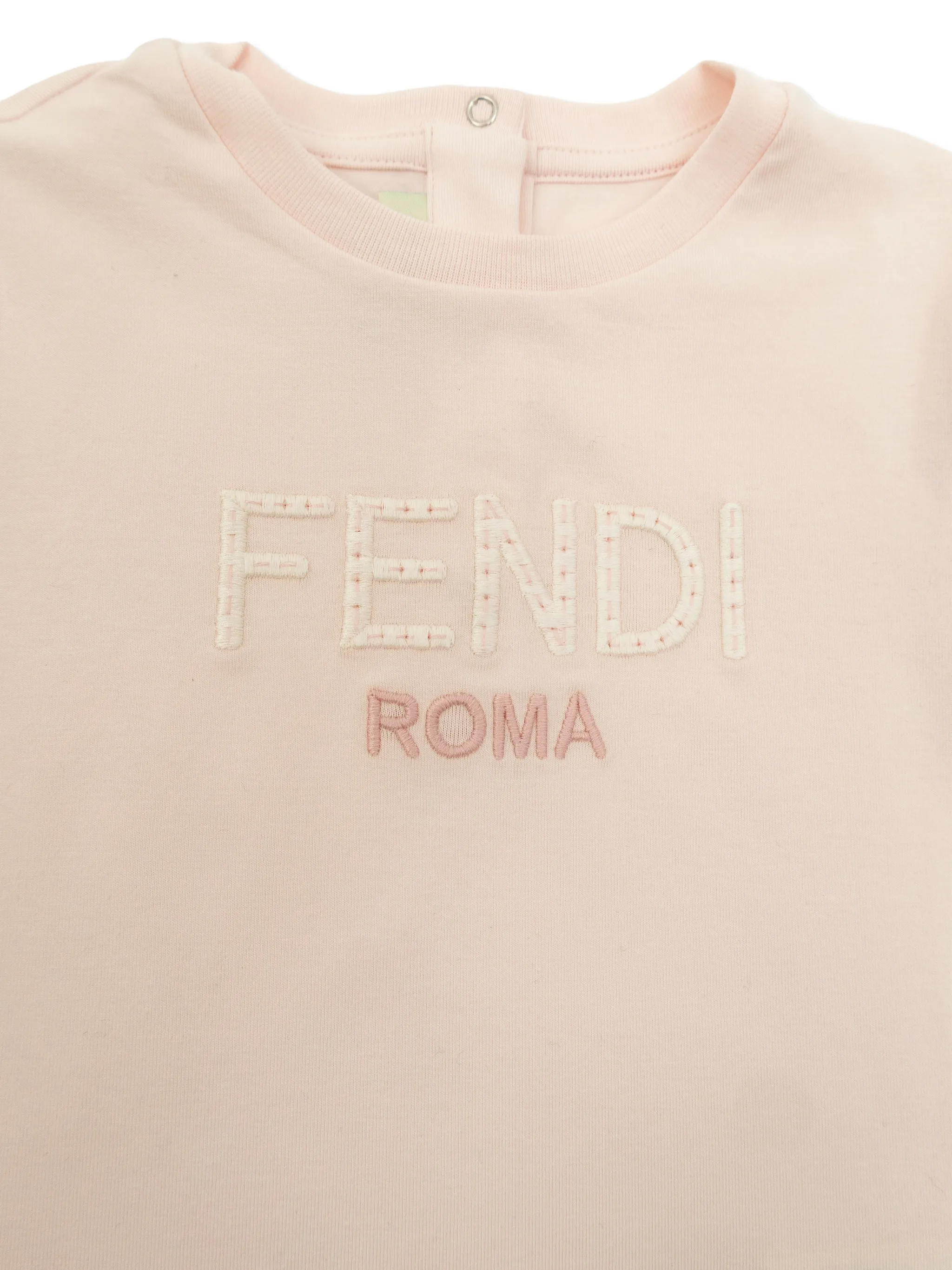Вышитая футболка с коротким рукавом Fendi Kids, розовый — фото 3