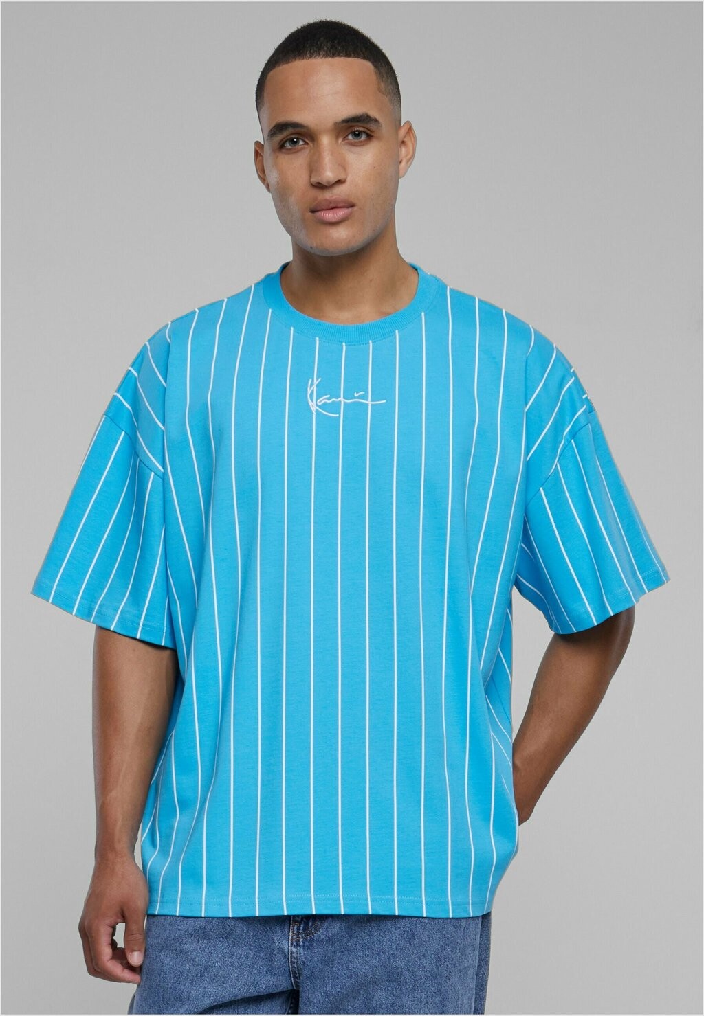 

Футболка с принтом Small Signature Boxy Heavy Karl Kani, цвет cyan blue