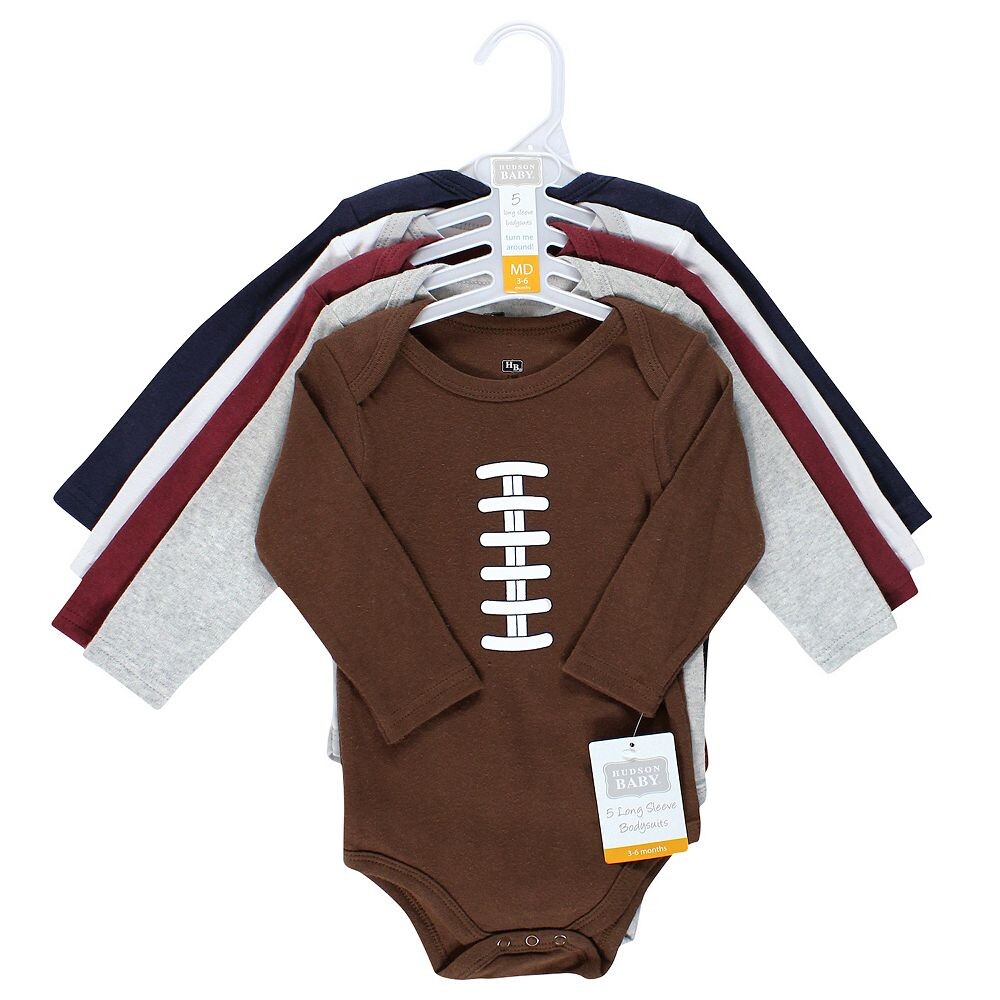 Хлопковые боди с длинными рукавами для младенцев для мальчиков Hudson Baby, цвет Football Buddy — фото 2