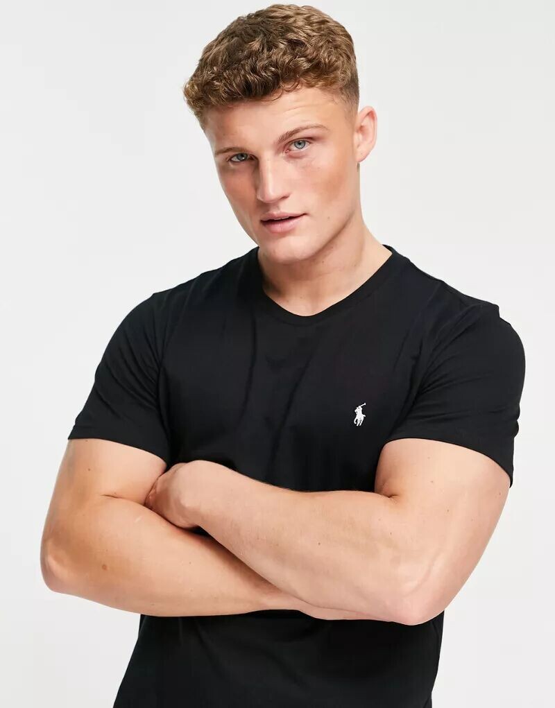 

Черная комфортная футболка с логотипом Polo Ralph Lauren