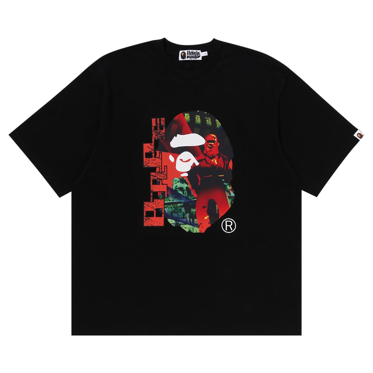 

Футболка с рисунком BAPE Head, черная, Черный, Футболка с рисунком BAPE Head, черная
