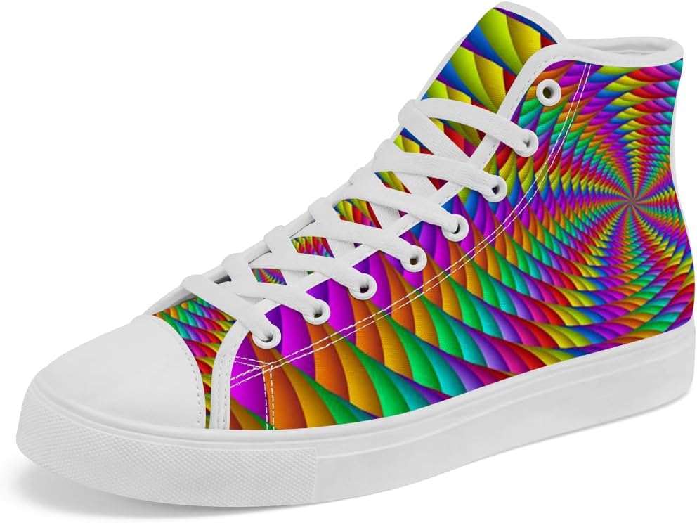 

Высокие кеды из ткани, радужные высокие кроссовки на шнуровке для повседневной носки для женщин и мужчин Chebing, 614 Multicolor