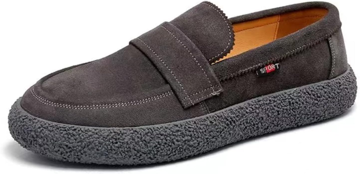 

Мужские низкие винтажные лоферы из замши, мокасины на плоской подошве, повседневные туфли-лодочки, износостойкие лоферы с аккуратной строчкой Vannida, серый